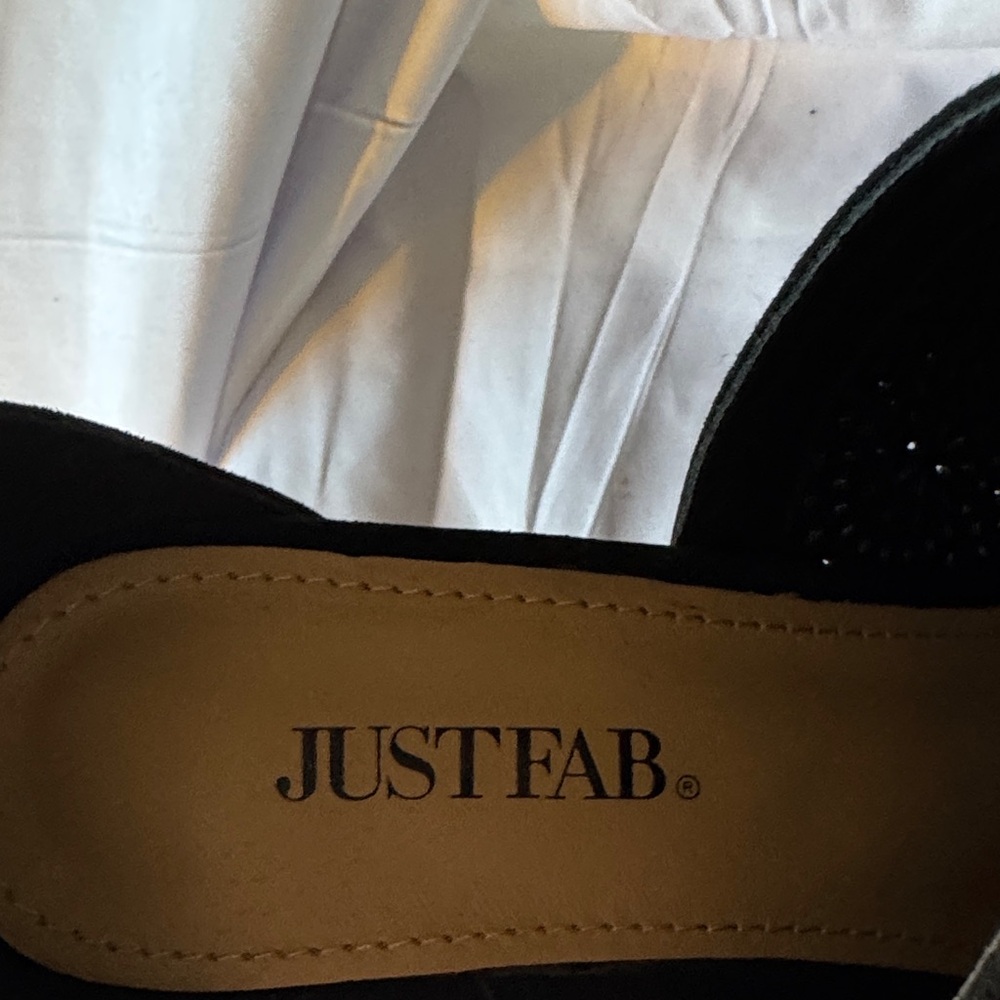 JustFab Black Perforated Heeled Sandals - Picture 2 of 10